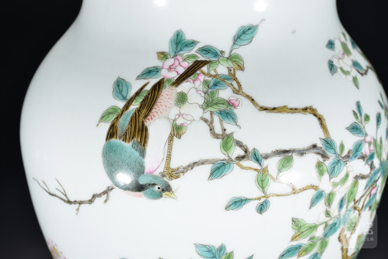 清光绪 粉彩花鸟纹罐 - 图8